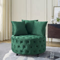 Sillón Decorativo Giratorio de Terciopelo Verde con Cojín Capitaneado