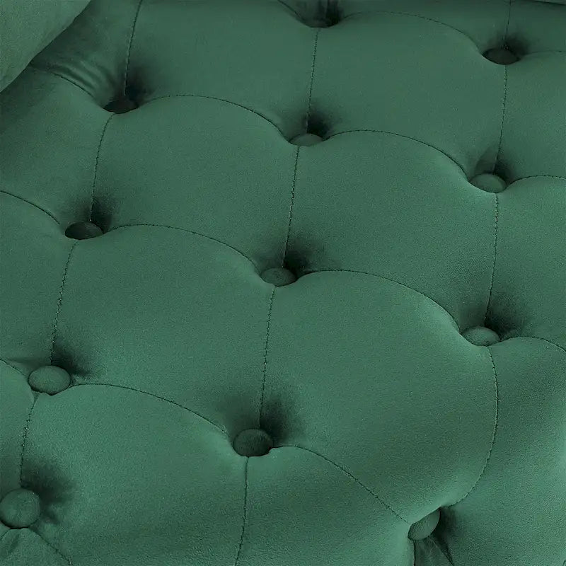 Sillón Decorativo Giratorio de Terciopelo Verde con Cojín Capitaneado