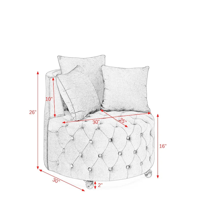 Sillón Decorativo Giratorio de Terciopelo Verde con Cojín Capitaneado