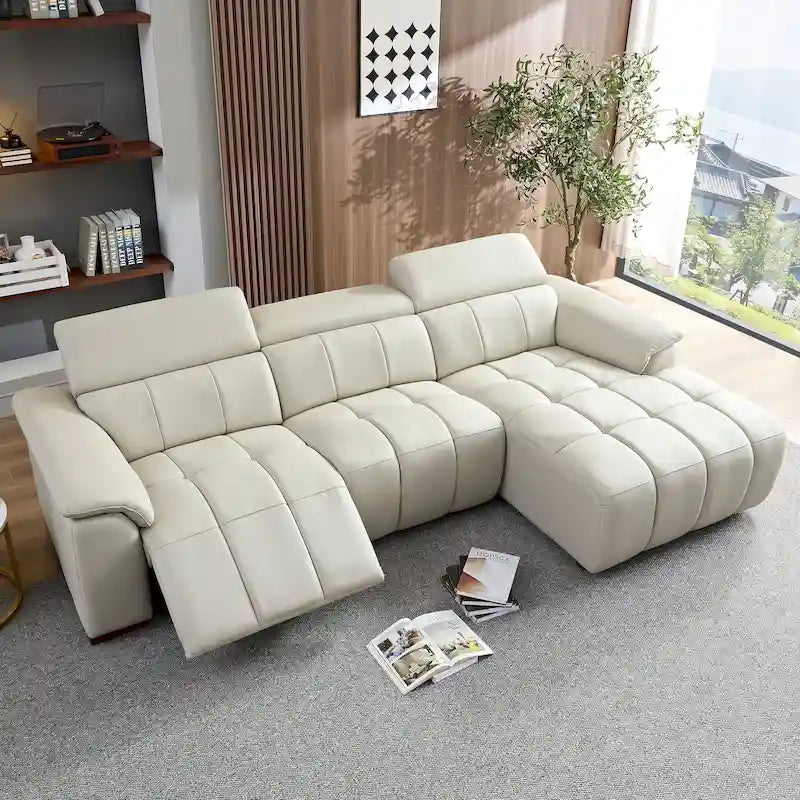 Sofá reclinable en forma de L con puerto de carga USB
