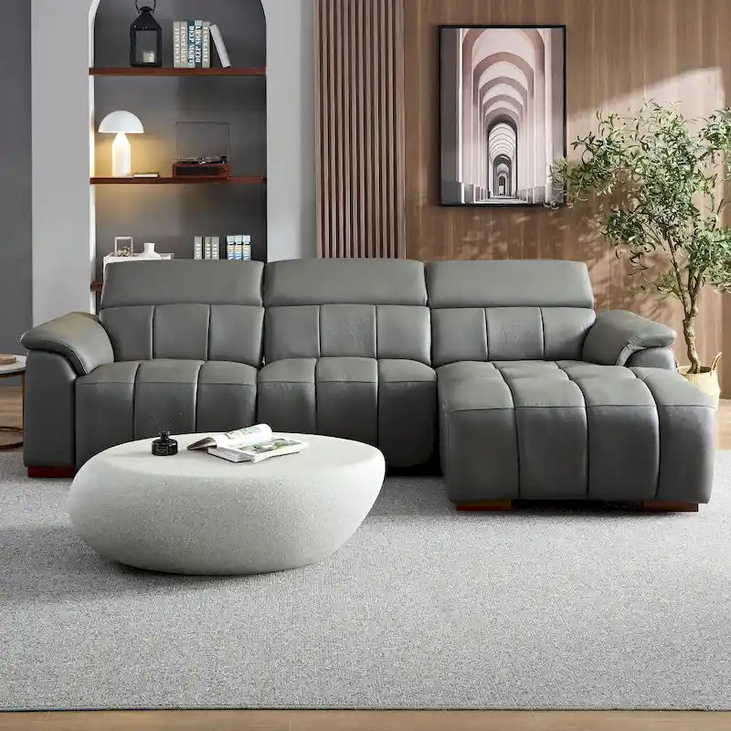Sofá reclinable en forma de L con puerto de carga USB