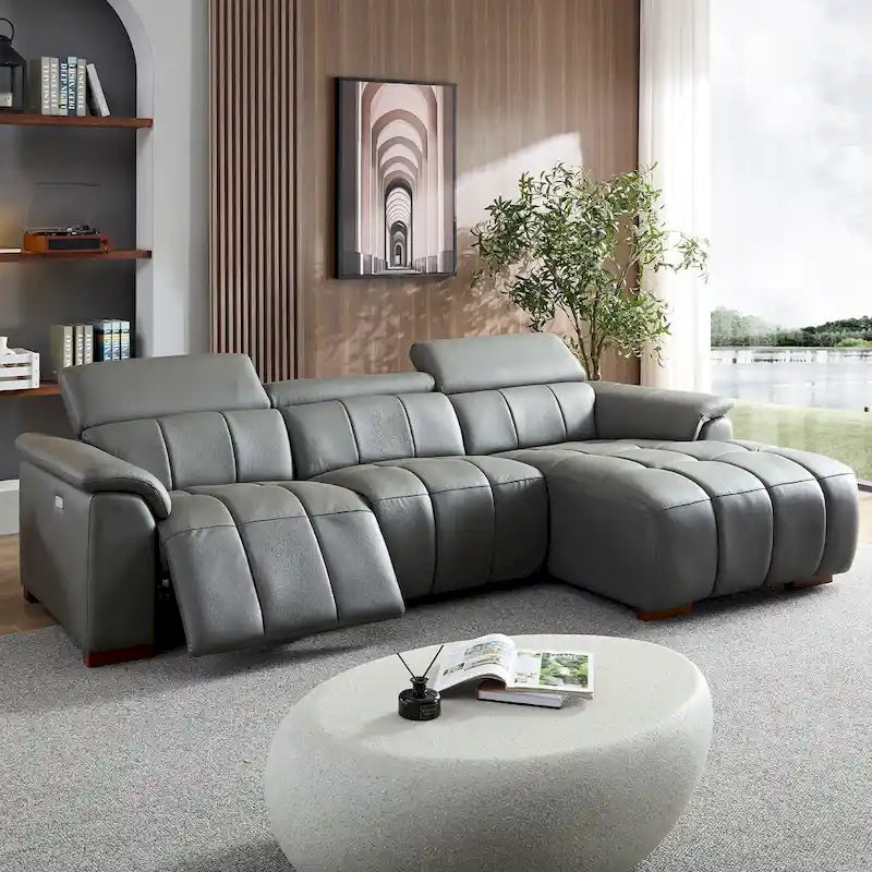 Sofá reclinable en forma de L con puerto de carga USB