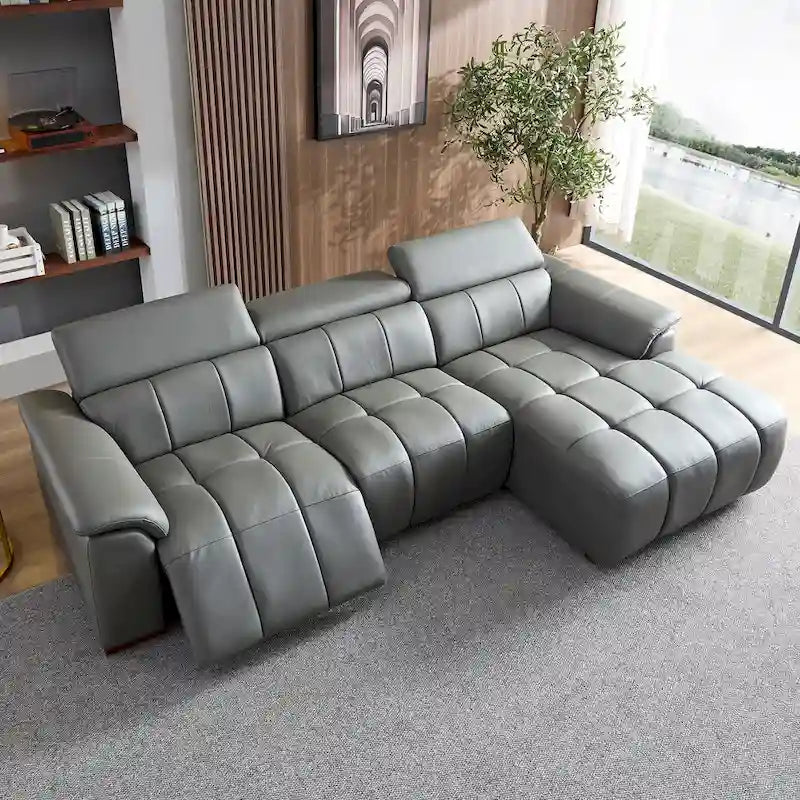 Sofá reclinable en forma de L con puerto de carga USB