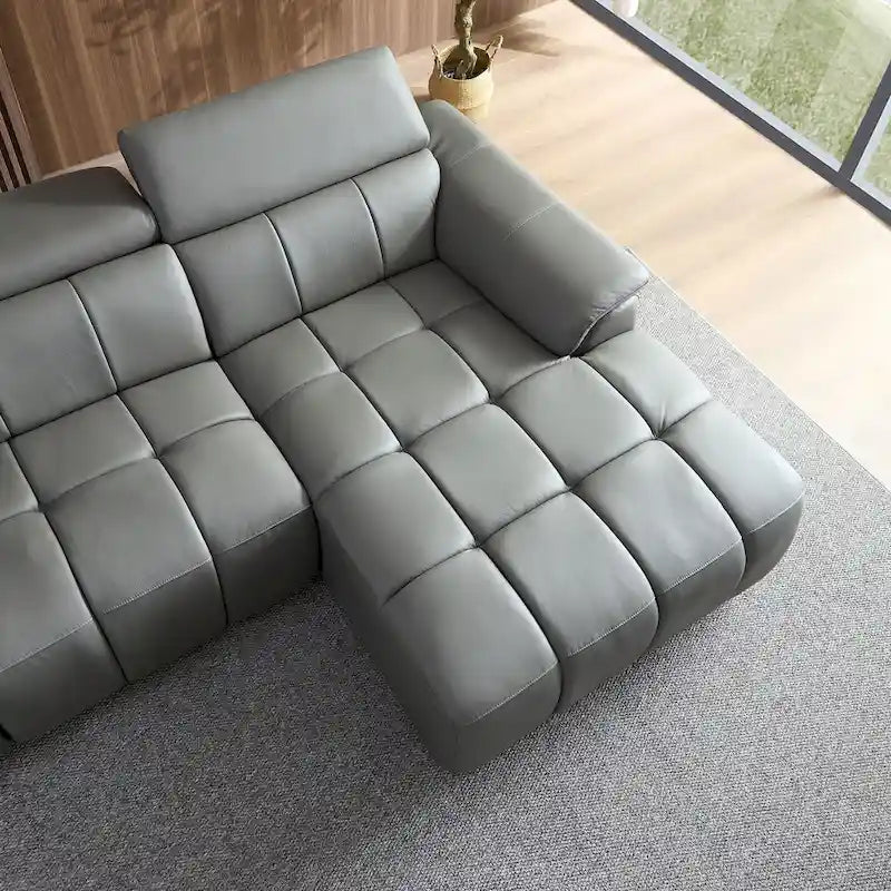 Sofá reclinable en forma de L con puerto de carga USB