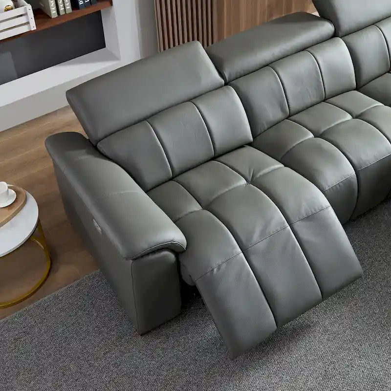 Sofá reclinable en forma de L con puerto de carga USB