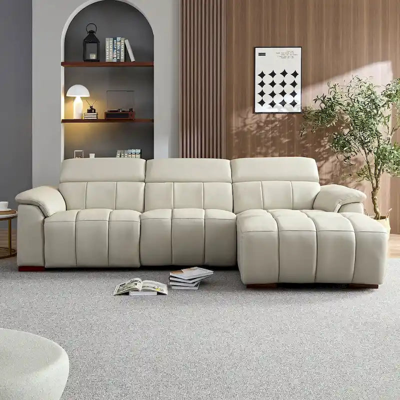 Sofá reclinable en forma de L con puerto de carga USB