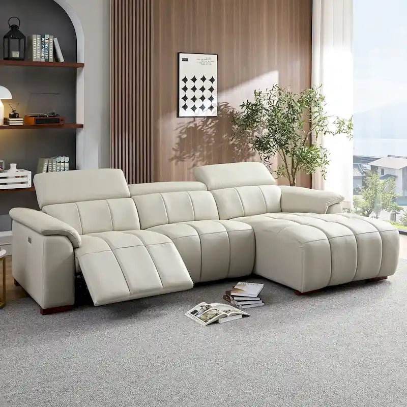 Sofá reclinable en forma de L con puerto de carga USB