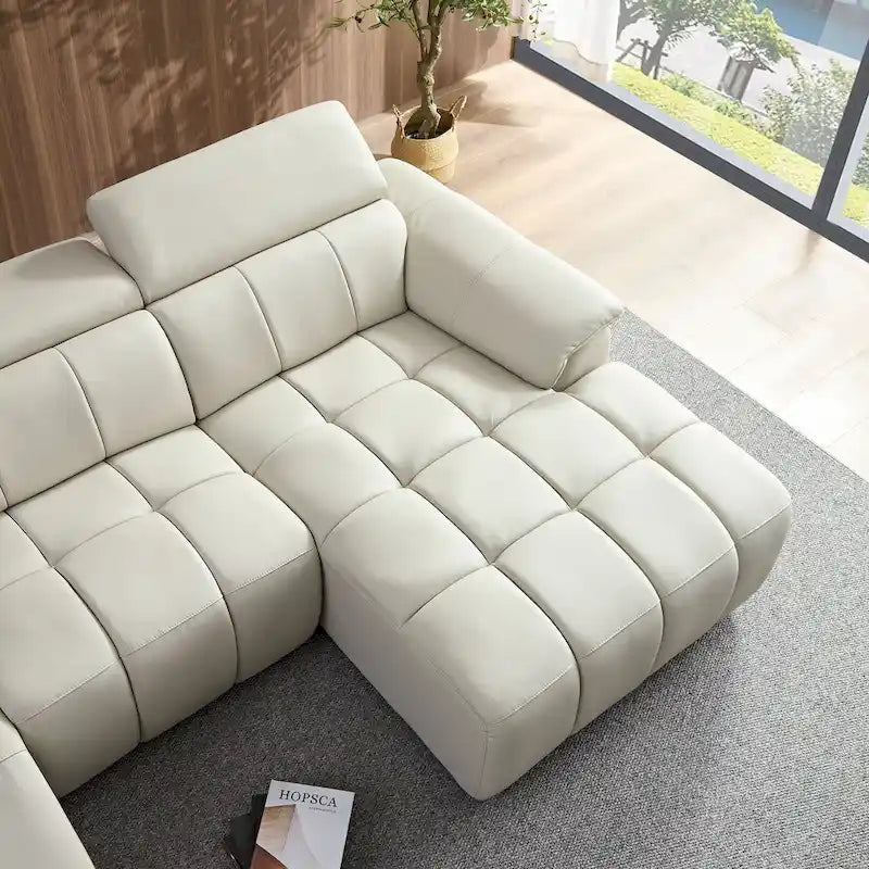 Sofá reclinable en forma de L con puerto de carga USB