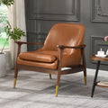 Sillón decorativo de polipiel marrón con patas cónicas