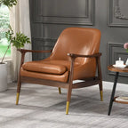 Sillón decorativo de polipiel marrón con patas cónicas