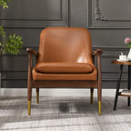 Sillón decorativo de polipiel marrón con patas cónicas