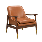 Sillón decorativo de polipiel marrón con patas cónicas