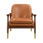 Sillón decorativo de polipiel marrón con patas cónicas