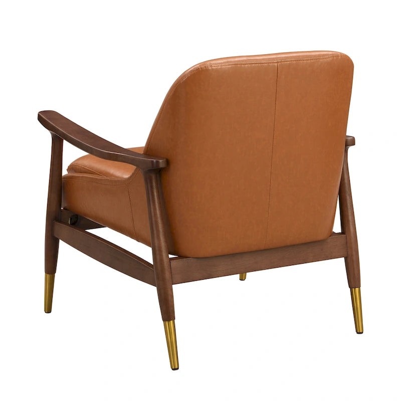 Sillón decorativo de polipiel marrón con patas cónicas