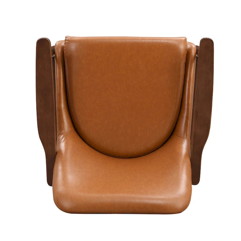 Sillón decorativo de polipiel marrón con patas cónicas