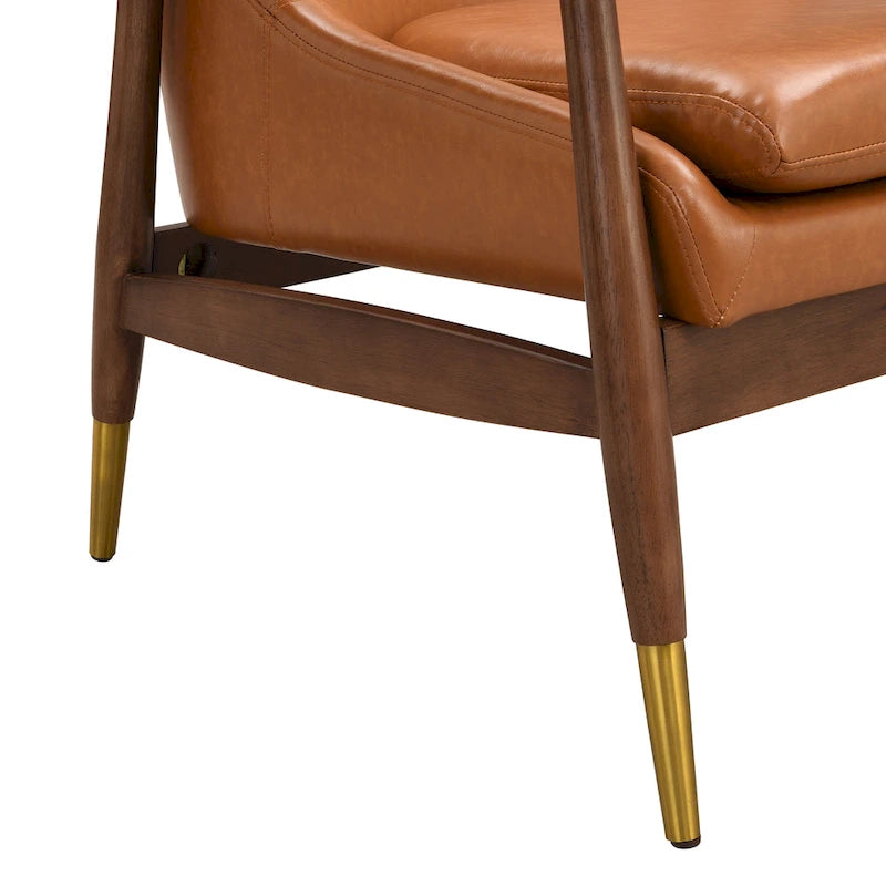 Sillón decorativo de polipiel marrón con patas cónicas