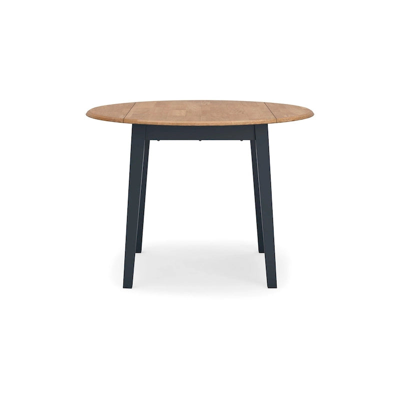 Mesa de comedor de hojas abatibles con 2 hojas, 26–42 pulgadas, azul oscuro y marrón