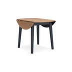 Mesa de comedor de hojas abatibles con 2 hojas, 26–42 pulgadas, azul oscuro y marrón