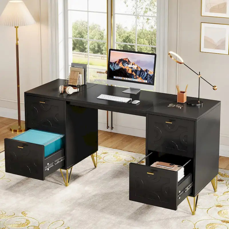 Escritorio para computadora con cajones para archivos, 150 cm
