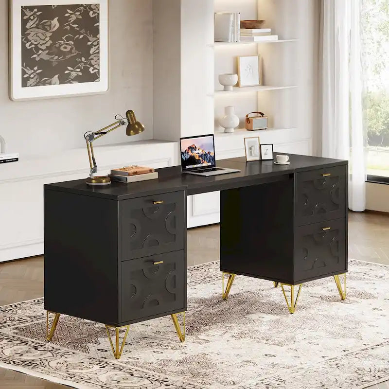 Escritorio para computadora con cajones para archivos, 150 cm