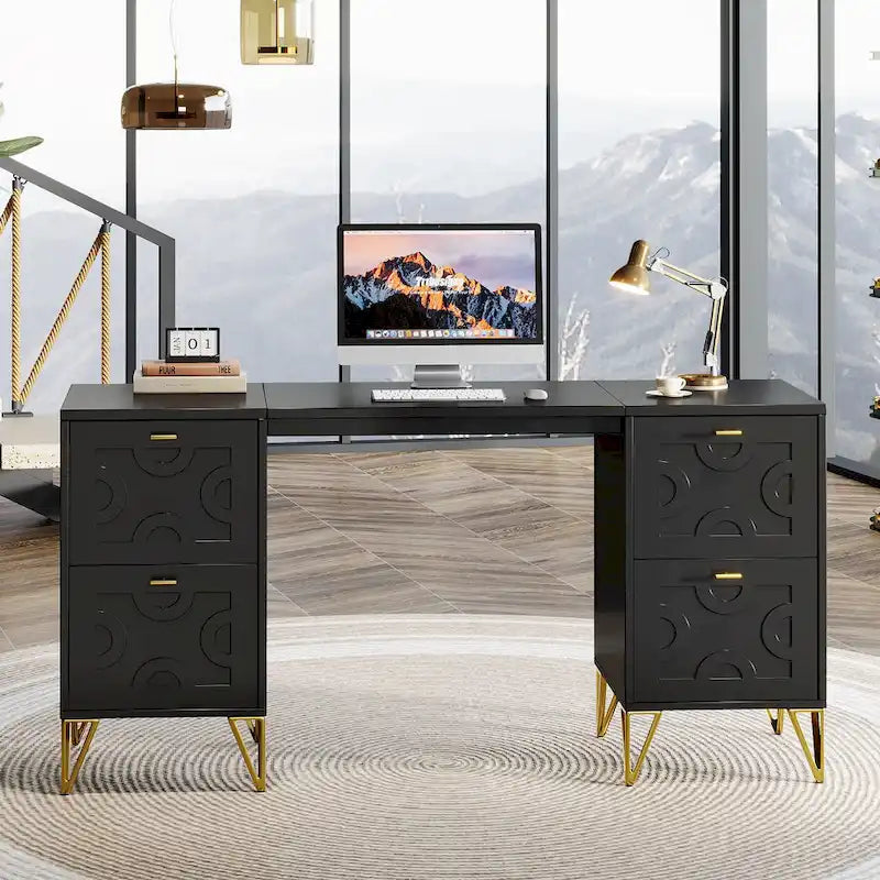 Escritorio para computadora con cajones para archivos, 150 cm