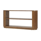 Mesa consola moderna para entrada con estante abierto y acabado de grano de madera