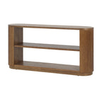 Mesa consola moderna para entrada con estante abierto y acabado de grano de madera