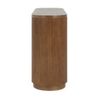 Mesa consola moderna para entrada con estante abierto y acabado de grano de madera