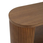 Mesa consola moderna para entrada con estante abierto y acabado de grano de madera
