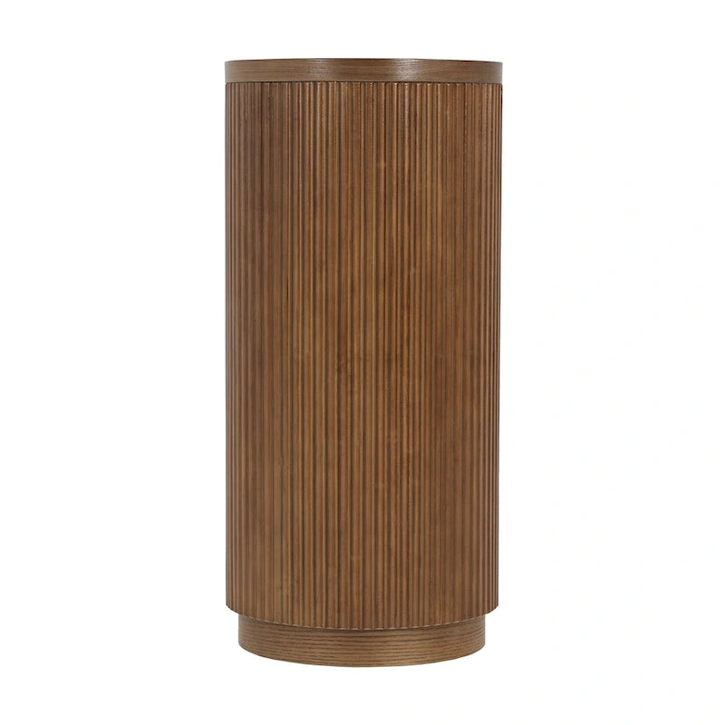Mesa consola moderna para entrada con estante abierto y acabado de grano de madera