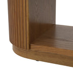 Mesa consola moderna para entrada con estante abierto y acabado de grano de madera