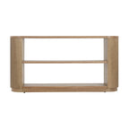 Mesa consola moderna para entrada con estante abierto y acabado de grano de madera