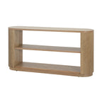 Mesa consola moderna para entrada con estante abierto y acabado de grano de madera