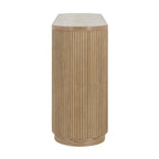 Mesa consola moderna para entrada con estante abierto y acabado de grano de madera