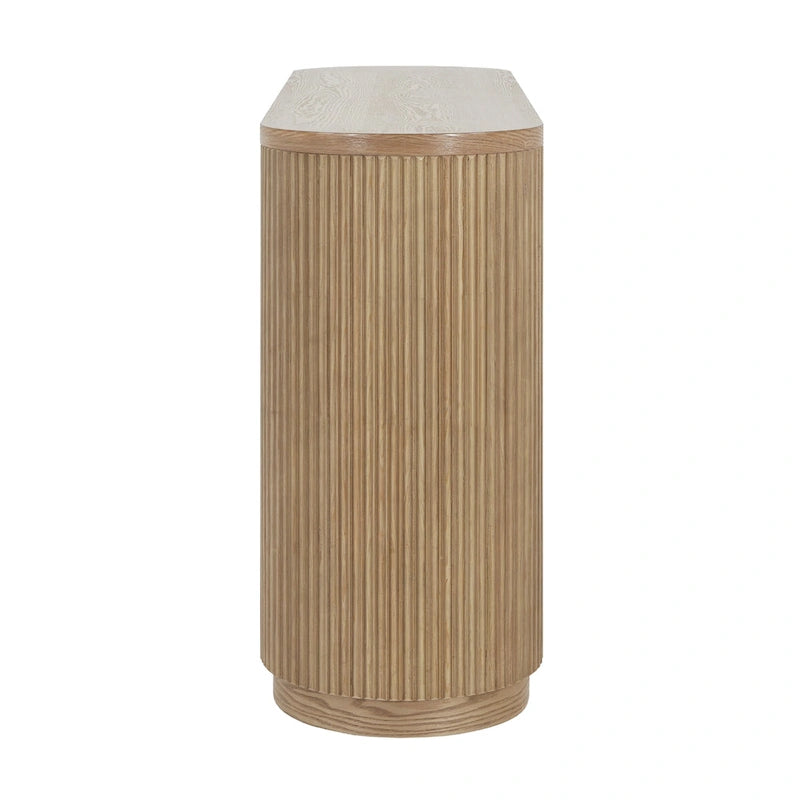 Mesa consola moderna para entrada con estante abierto y acabado de grano de madera