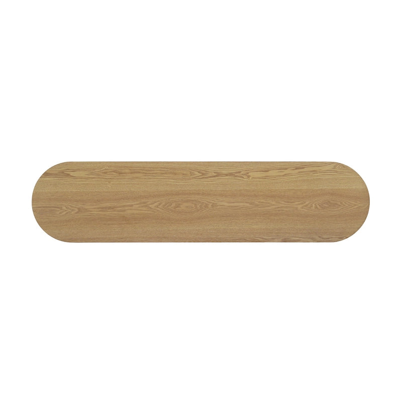 Mesa consola moderna para entrada con estante abierto y acabado de grano de madera