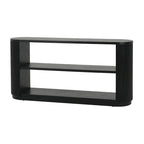 Mesa consola moderna para entrada con estante abierto y acabado de grano de madera