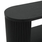 Mesa consola moderna para entrada con estante abierto y acabado de grano de madera