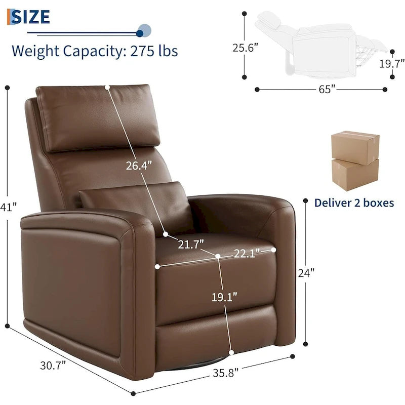 Sillón reclinable giratorio y mecedor 360 con respaldo ergonómico