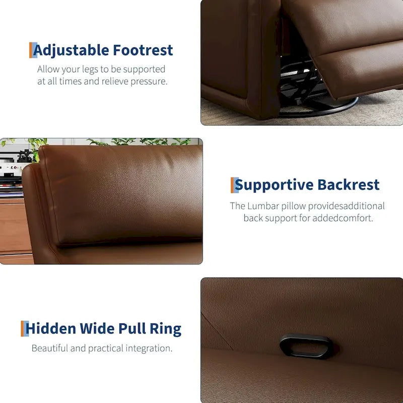 Sillón reclinable giratorio y mecedor 360 con respaldo ergonómico