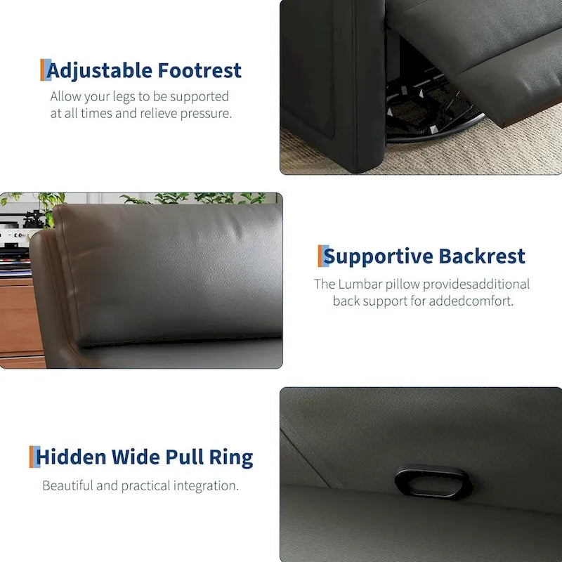 Sillón reclinable giratorio y mecedor 360 con respaldo ergonómico
