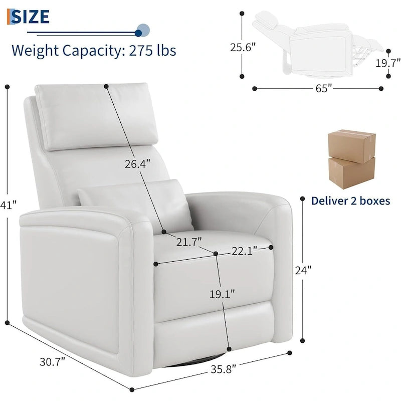 Sillón reclinable giratorio y mecedor 360 con respaldo ergonómico