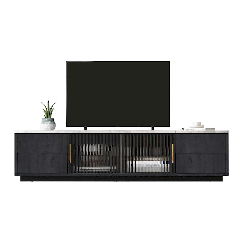 Mueble de TV de 62.9" con 4 cajones y armario grande para televisores de hasta 70"