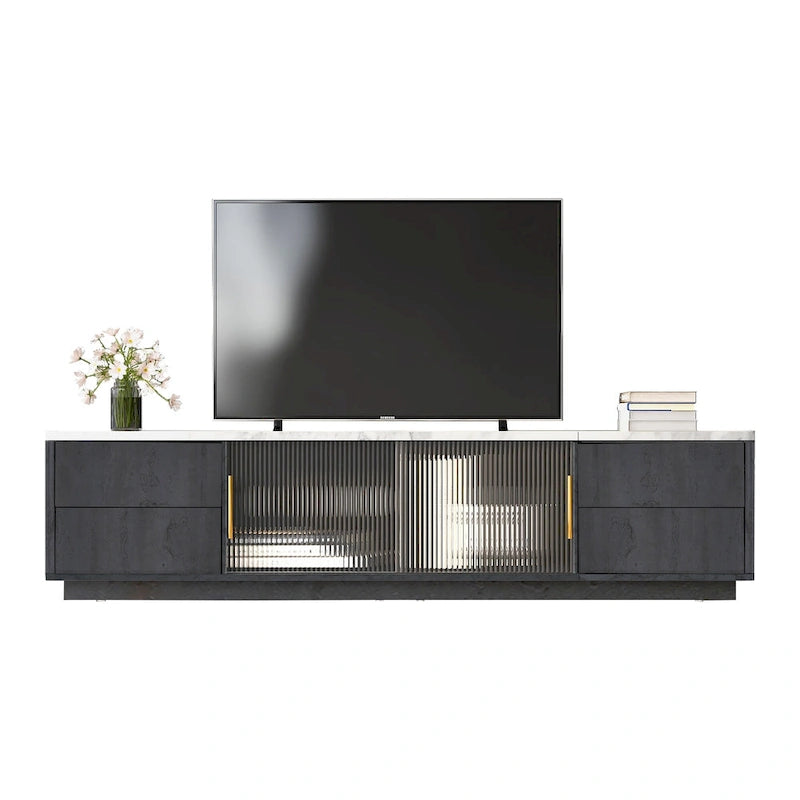 Mueble de TV de 62.9" con 4 cajones y armario grande para televisores de hasta 70"