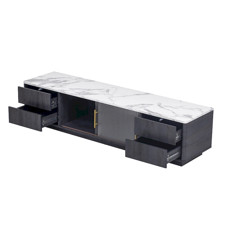 Mueble de TV de 62.9" con 4 cajones y armario grande para televisores de hasta 70"