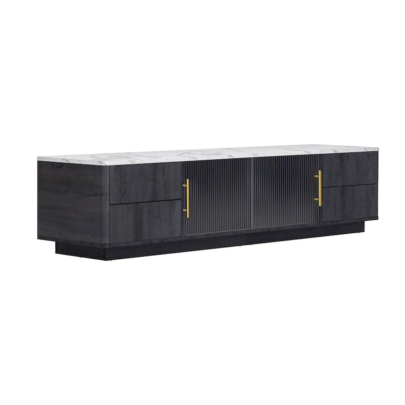 Mueble de TV de 62.9" con 4 cajones y armario grande para televisores de hasta 70"