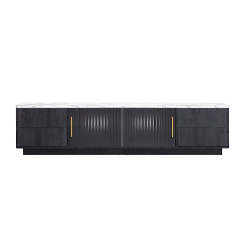 Mueble de TV de 62.9" con 4 cajones y armario grande para televisores de hasta 70"