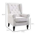 Sillón decorativo de respaldo alto color blanco crema con botones capitonados