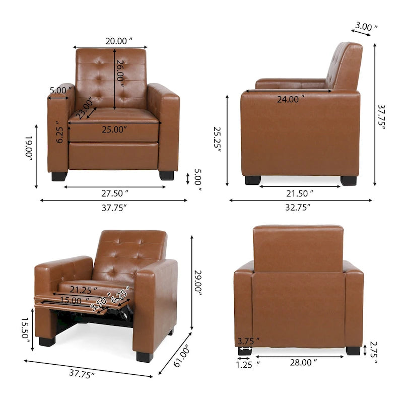 Sillón reclinable tapizado Craigue con sistema de empuje