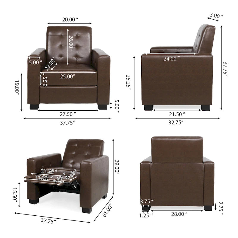 Sillón reclinable tapizado Craigue con sistema de empuje